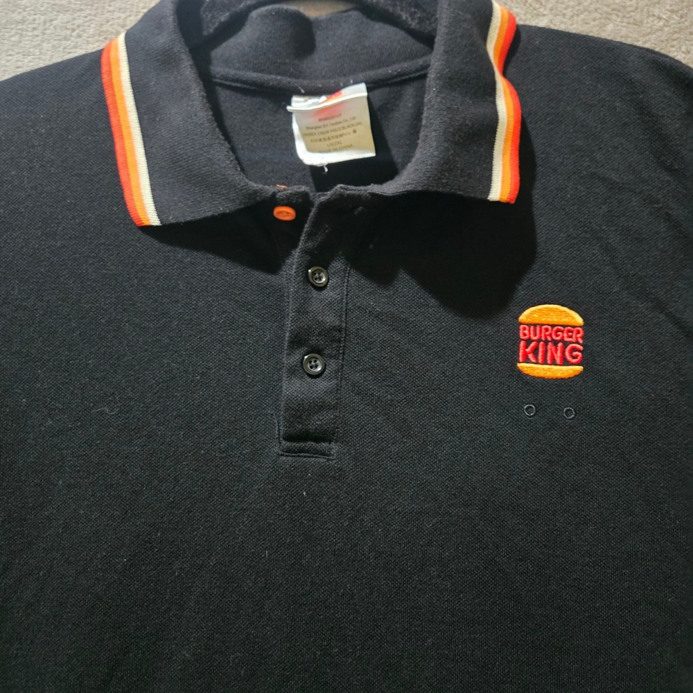 Burger King Employee Polo Shirt Mens 2XL Uniform‎ Work Wear Retro Fast Food Y2k